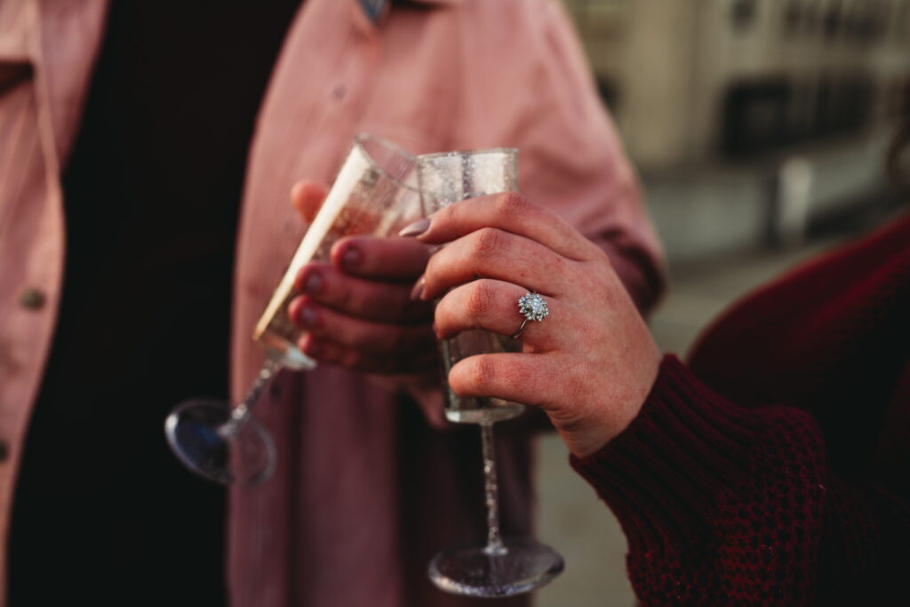 Capturing Love and Emotion: Moody and Romantic Engagement Portraits in Downtown Erie and Pittsburgh, PA by Rylee Louisa Photography. Specializing in Candid Moments on Rooftop Parking Garages, this Wedding and Couples Photographer beautifully portrays the Emotional Essence of Love in Urban Landscapes.